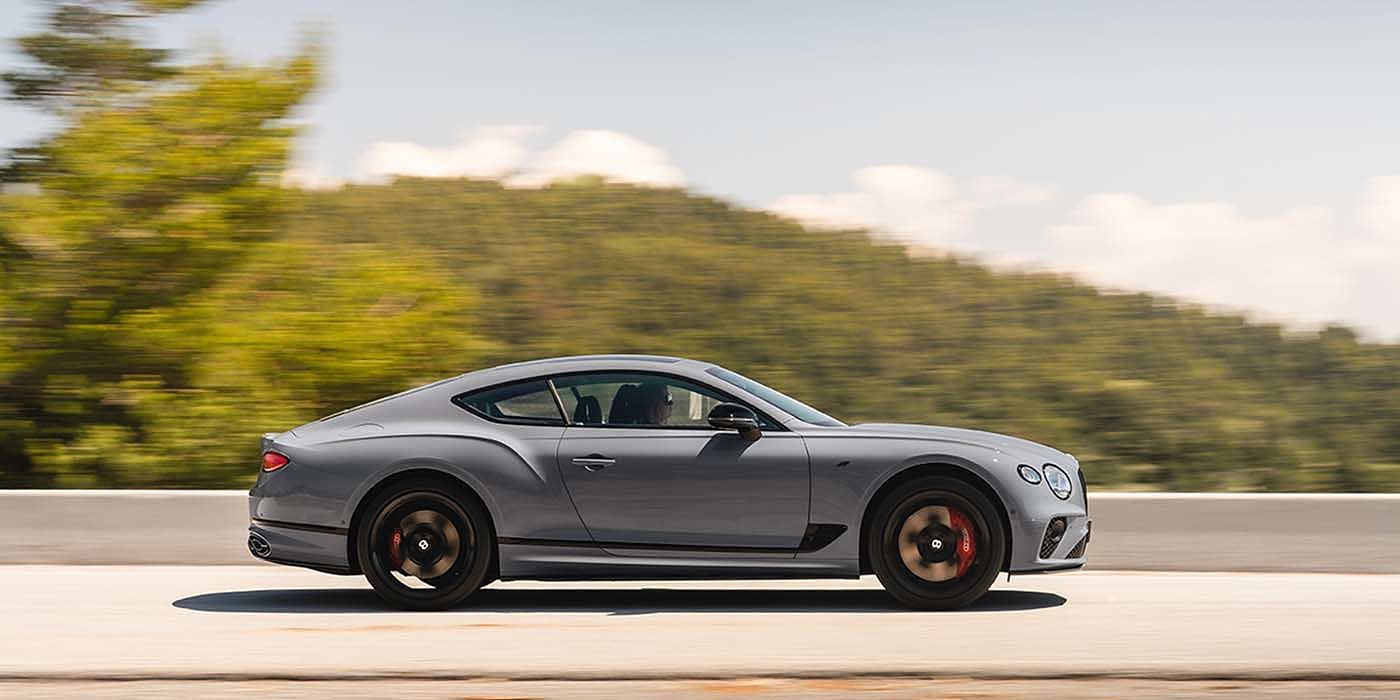 Bentley Cairo Bentley Continental GT S coupe in Cambrian Grey paint profile dynamic driving
