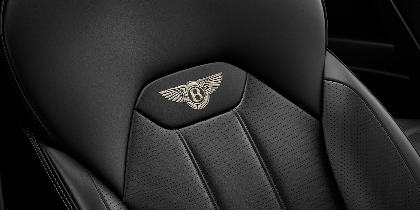 Bentley Cairo Bentley Bentayga SUV seat detail in Beluga black hide
