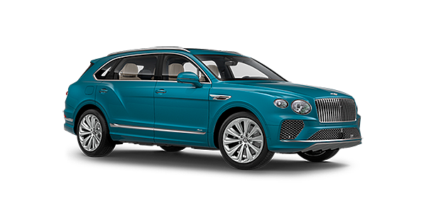 Bentley Cairo Bentley Bentayga EWB Azure front side angled view in Topaz blue coloured exterior. 