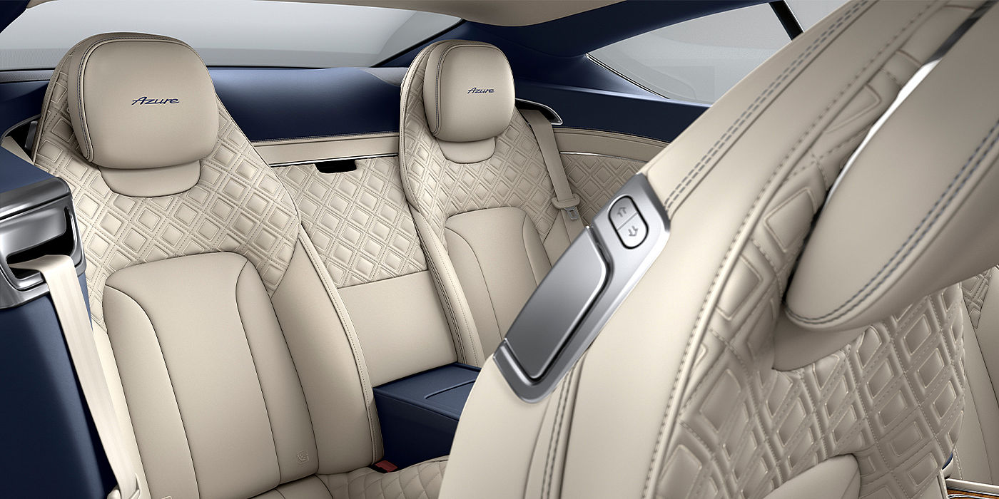 Bentley Cairo Bentley Continental GT Azure coupe rear interior in Imperial Blue and Linen hide